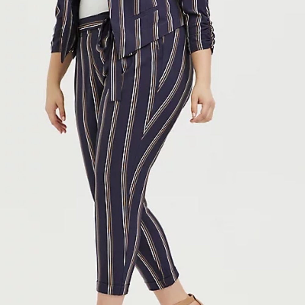 DARK SLATE GREY STRIPE CREPE CUTAWAY TROUSERS